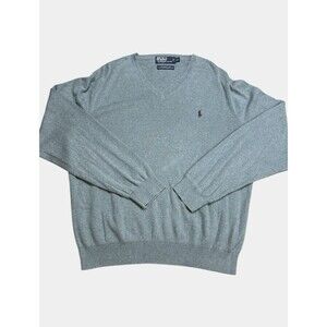 VTG Polo Ralph Lauren 100% Pima Cotton Knit Pull Over Light Blue XL Sweater Prep